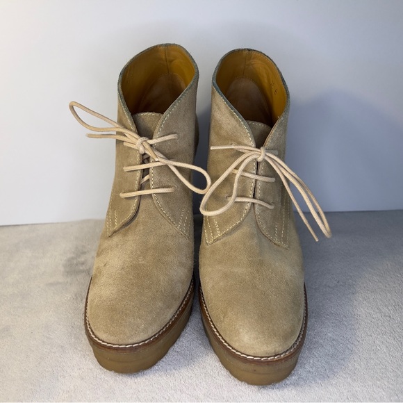 POLO RALPH LAUREN TRICIA TAN SUEDE ANKLE BOOTIES - Picture 4 of 9